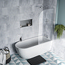 Potenza 1650 x 780 Curved Freestanding Corner Bath with Chrome Screen and Waste