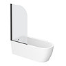Potenza 1650 x 780 Curved Freestanding Corner Bath with Matt Black Screen and Waste