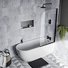 Potenza 1650 x 780 Curved Freestanding Corner Bath with Matt Black Screen and Waste