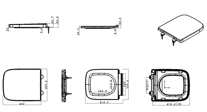 Potenza 600mm Comfort Height Short Projection Rimless Close Coupled Toilet – Soft Close Seat, Gloss White