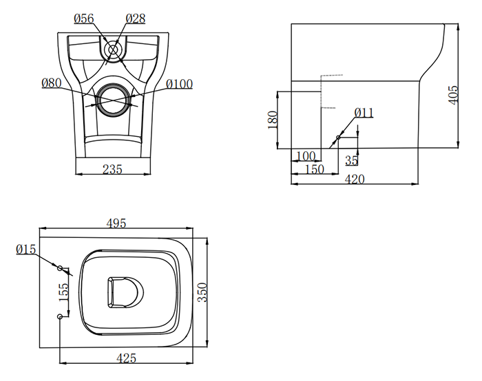 Potenza Back to Wall Rimless Toilet Pan with Soft Close Seat