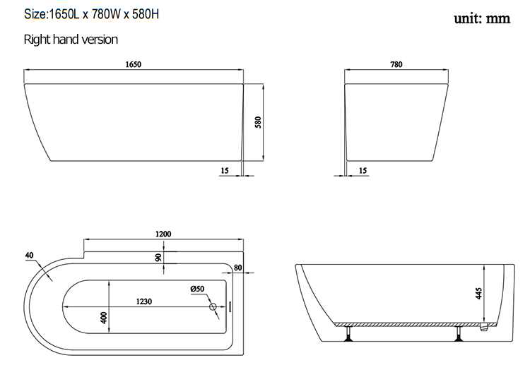 Potenza Modern Curved Freestanding Corner Bath Suite