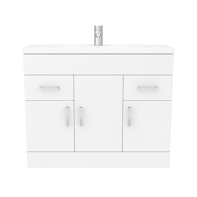 Toreno Basin Unit - 1000mm Modern High Gloss White with Mid Edged Basin  Feature Large Image