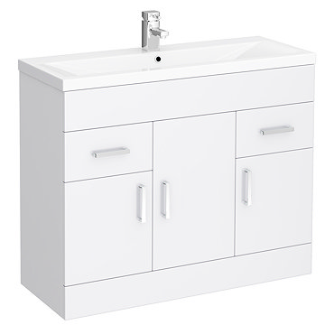 Turin Basin Unit - 1000mm Modern High Gloss White with Mid Edged Basin  Profile Large Image
