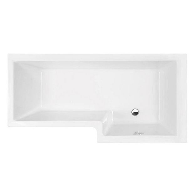 Nuie 1500mm L-Shaped Shower Bath With Acrylic Front Panel & Screen