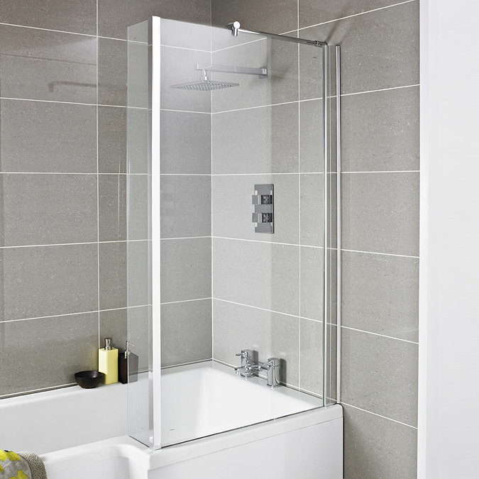 Premier 1500mm L-Shaped Shower Bath R/H with Acrylic Front Panel & Screen Feature Large Image