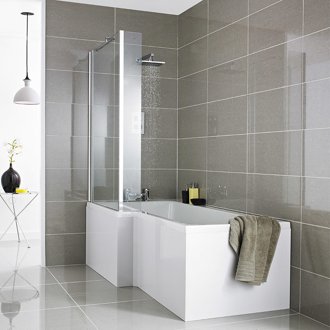 Premier Shower Bath - 1700mm L Shaped with Screen & Panel - LH Large Image