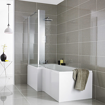 Premier Shower Bath - 1700mm L Shaped with Screen & Panel - LH Feature Large Image