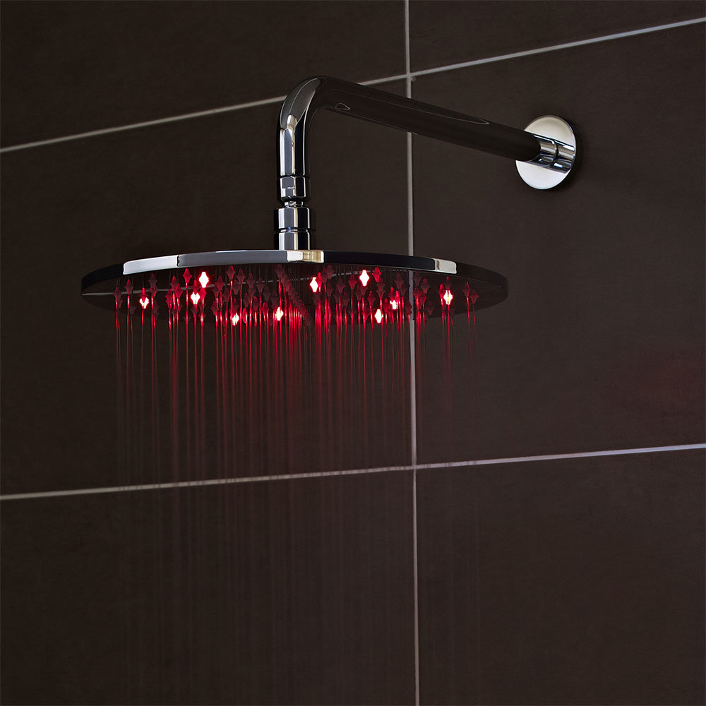 Nuie - 200mm Round LED Fixed Shower Head - STY069  In Bathroom Large Image