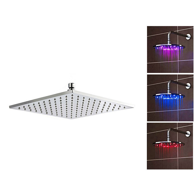 Nuie - 200mm Square LED Fixed Shower Head - STY070 Large Image