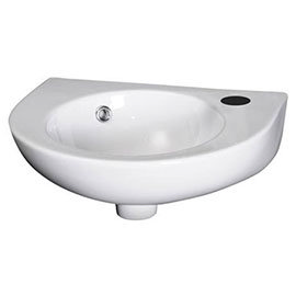 Premier - Round 450mm Wall Hung Cloakroom Basin - 1 Tap Hole - NCU942 Medium Image