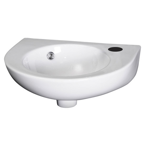 Premier - Round 450mm Wall Hung Cloakroom Basin - 1 Tap Hole - NCU942 Large Image