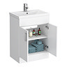 Turin Basin Unit - 600mm Modern High Gloss White with Mid Edged Basin Feature Large Image