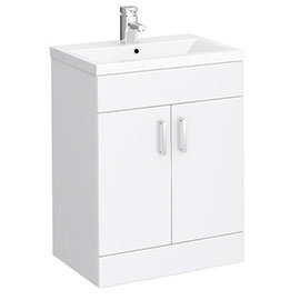 600mm Sink - High Gloss White Vanity Unit | Victorian Plumbing