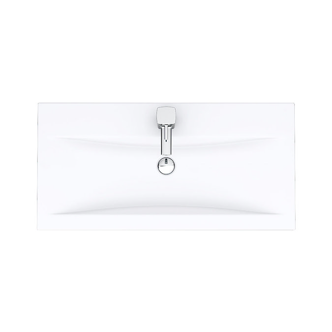 Turin Basin Unit - 800mm Modern High Gloss White with Mid Edged Basin  Newest Large Image