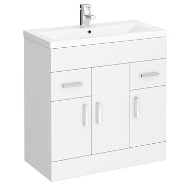 Turin Basin Unit - 800mm Modern High Gloss White with Mid Edged Basin Profile Large Image