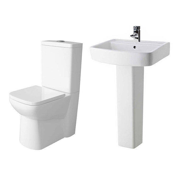 Premier - Ambrose 4 Piece Bathroom Suite - CC Toilet & 1TH Basin w Pedestal - 2 x Basin Size Options In Bathroom Large Image