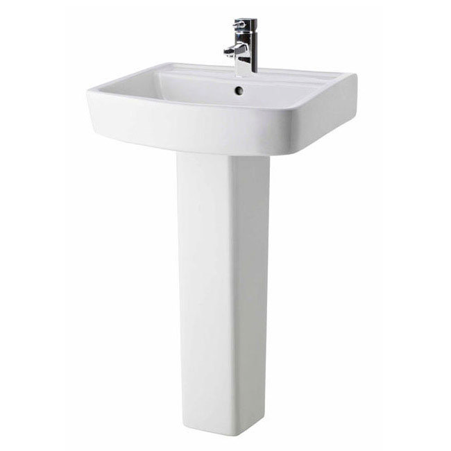 Premier - Ambrose 4 Piece Bathroom Suite - CC Toilet & 1TH Basin w Pedestal - 2 x Basin Size Options Standard Large Image