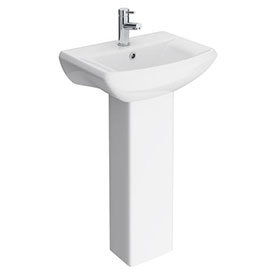 Premier Asselby Cloakroom Basin 1TH with Pedestal (500 x 375mm) Medium Image
