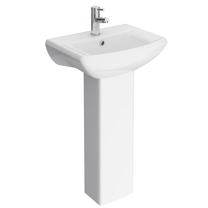 Premier Asselby Cloakroom Basin 1TH with Pedestal (500 x 375mm) Large Image