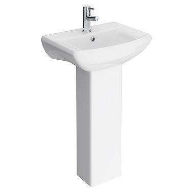 Premier Asselby Cloakroom Basin 1TH with Pedestal (500 x 375mm) Profile Large Image