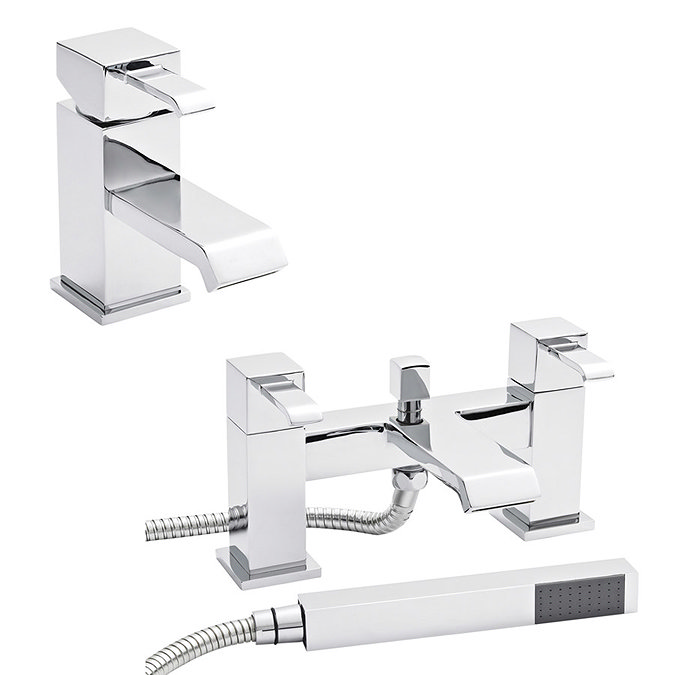 Ultra Blake Waterfall Basin + Bath Shower Mixer - Chrome Large Image