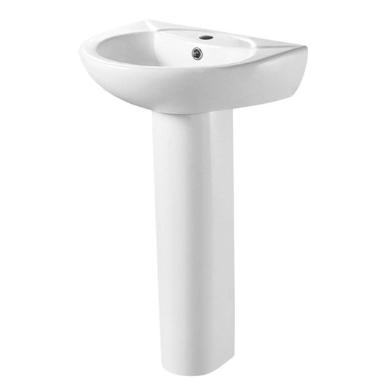 Nuie Brisbane 480 Basin with Pedestal 1 or 2 Tap Hole Options at