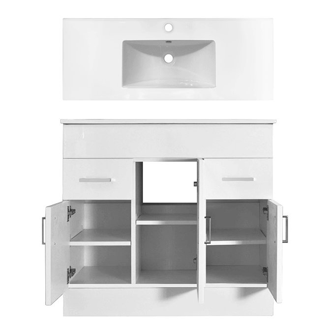 Premier Cardinal Minimalist Gloss White Vanity Unit W1000 x D400mm - VTMW1000 Profile Large Image