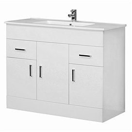 Premier Cardinal Minimalist Gloss White Vanity Unit W1000 x D400mm - VTMW1000 Large Image