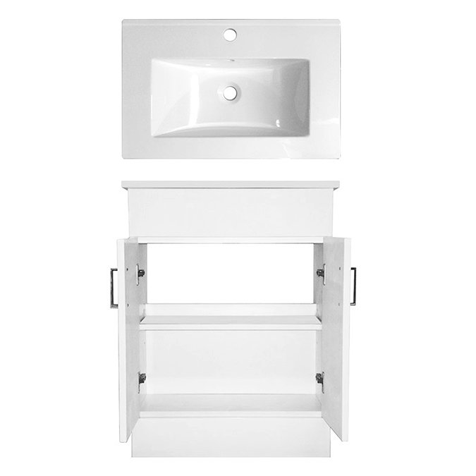 Premier Cardinal Minimalist Gloss White Vanity Unit W600 x D400mm - VTMW600 Feature Large Image