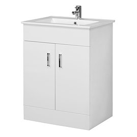Premier Cardinal Minimalist Gloss White Vanity Unit W600 x D400mm - VTMW600 Large Image