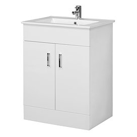 Premier Cardinal Minimalist Gloss White Vanity Unit W600 x D400mm - VTMW600 Large Image