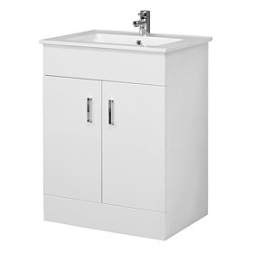 Premier Cardinal Minimalist Gloss White Vanity Unit W600 x D400mm - VTMW600 Large Image