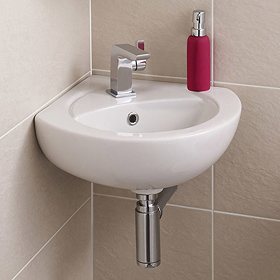 Premier - Corner Wall Hung Basin - 1 Tap Hole - NCU862 Large Image