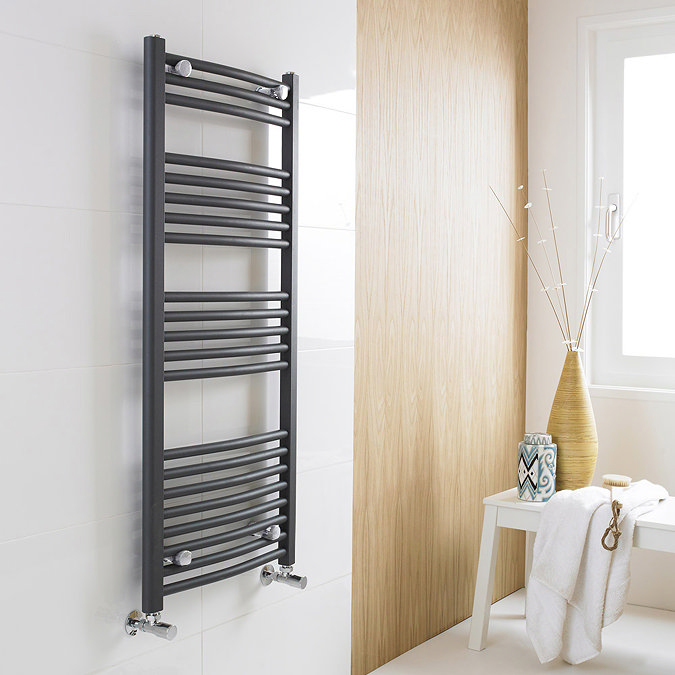 Premier - Curved Ladder Towel Rail 500 x 1150mm - Anthracite - MTY104 Profile Large Image