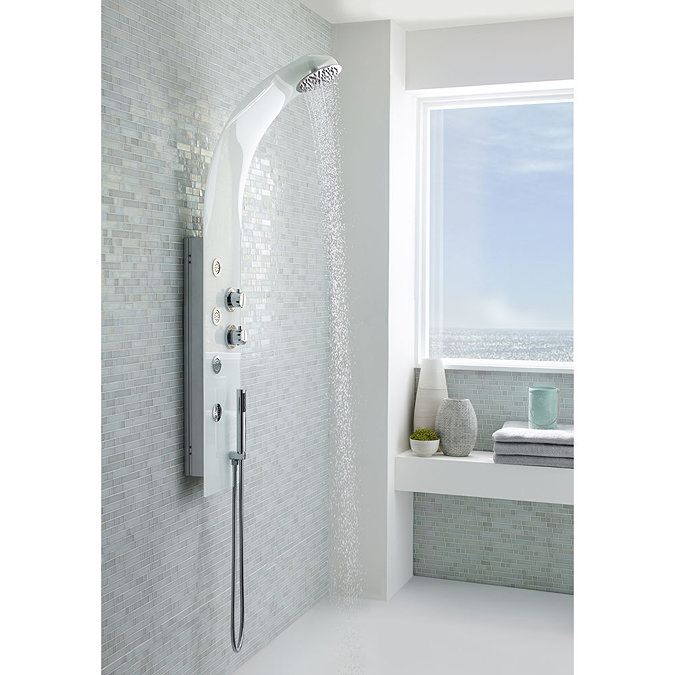 Premier - Deacon White Thermostatic Shower Panel - AS348 Profile Large Image
