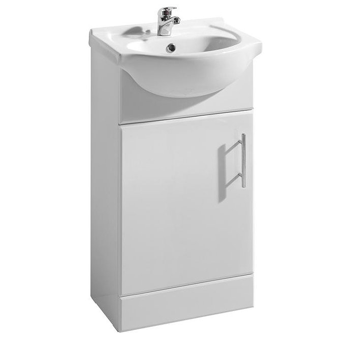 Premier Delaware Gloss White Vanity Unit with Basin W450 x D300mm - VTY450 Large Image