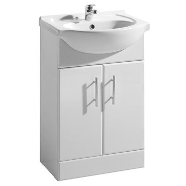 Premier Delaware High Gloss White Vanity Unit with Basin W550 x D300mm - VTY550 Profile Large Image