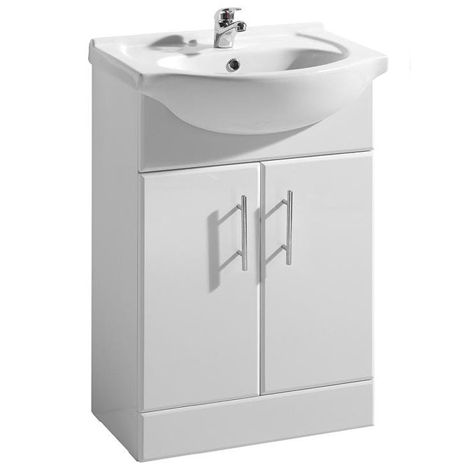 Premier Delaware High Gloss White Vanity Unit with Basin W650 x D300mm - VTY650 Large Image