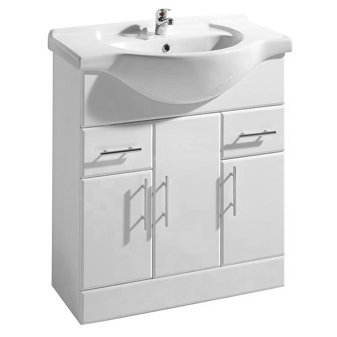 Premier Delaware High Gloss White Vanity Unit with Basin W750 x D330mm - VTY750 Large Image