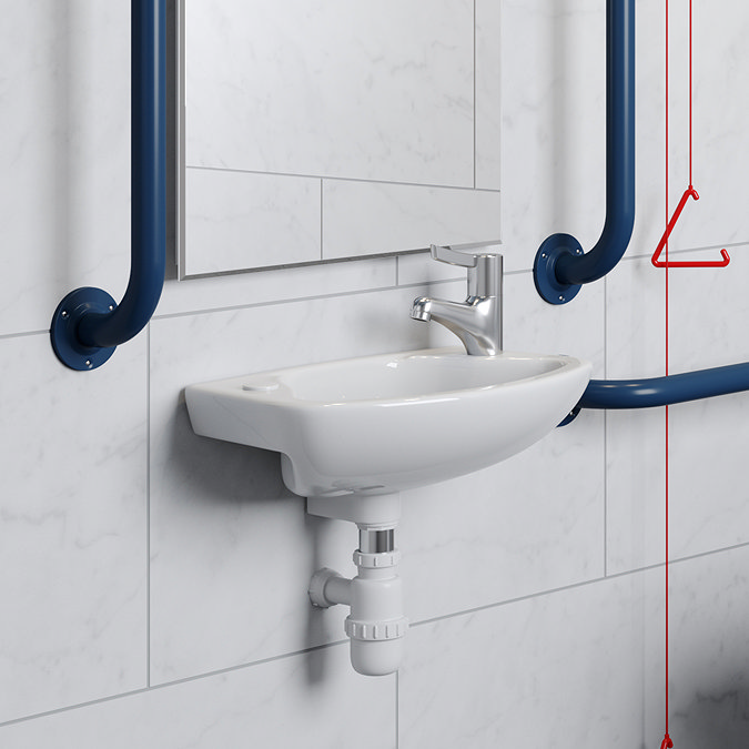 Milton Doc M Pack - Accessible Bathroom Toilet, Basin + Blue Grab Rails  Profile Large Image