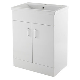 Premier Eden Minimalist Gloss White Vanity Unit W600 x D400mm - VTNB600 Large Image