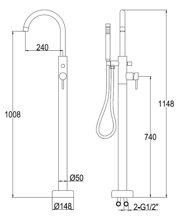 Ultra Freestanding Bath Shower Mixer 