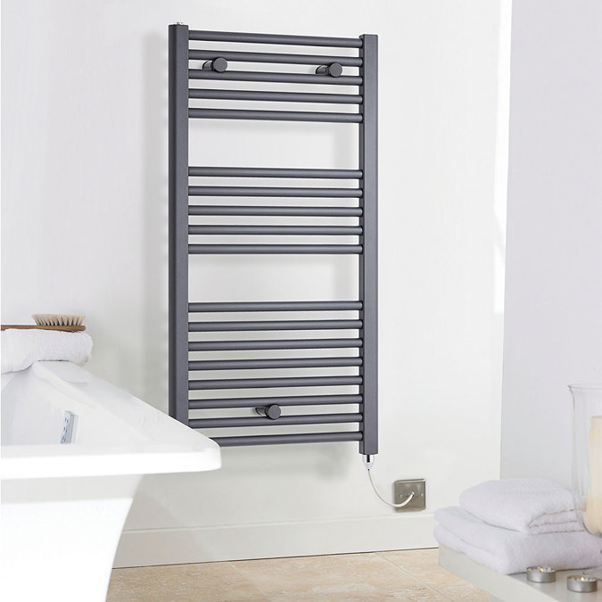 Premier H920mm x W480mm Anthracite Electric Only Ladder Rail - MTY154 Profile Large Image