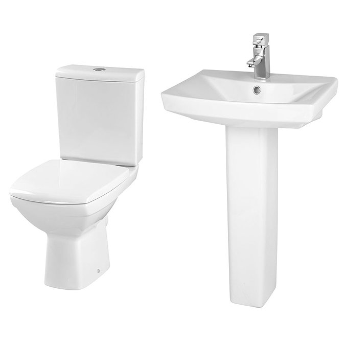 Premier - Hamilton 4 Piece Bathroom Suite - Toilet & 1TH Basin w Pedestal - 3 x Basin Size Options I