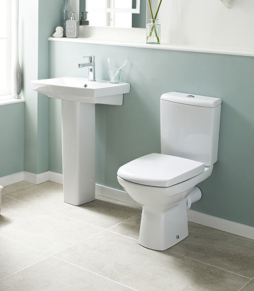 Premier - Hamilton 4 Piece Bathroom Suite - Toilet & 1TH Basin w Pedestal - 3 x Basin Size Options P