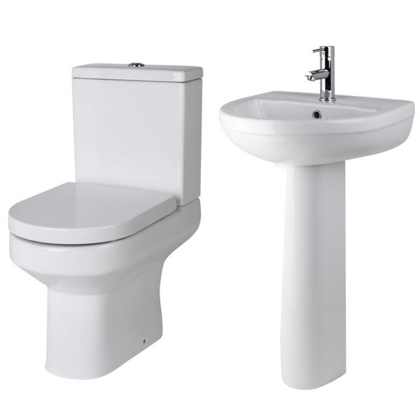 Premier Harmony 4 Piece Bathroom Suite - CC Toilet & 1TH Basin with Pedestal  Profile Large Image