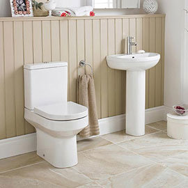 Premier - Harmony 4 Piece Bathroom Suite - CC Toilet & 1TH Basin with Pedestal Medium Image