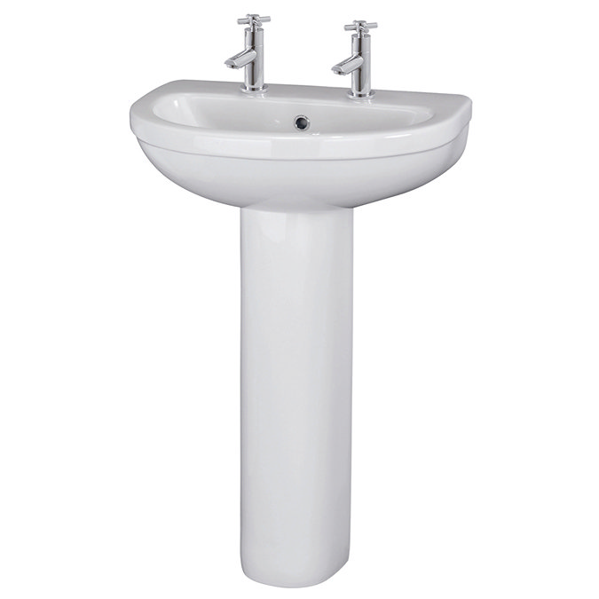 Nuie Ivo Basin with Full Pedestal (555mm Wide - 2 Tap Hole) Large Image