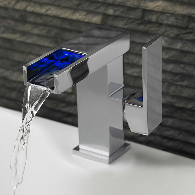 Ultra LED Side Action Cloakroom Mono Basin Mixer Inc. Waste - MIN385 Profile Large Image